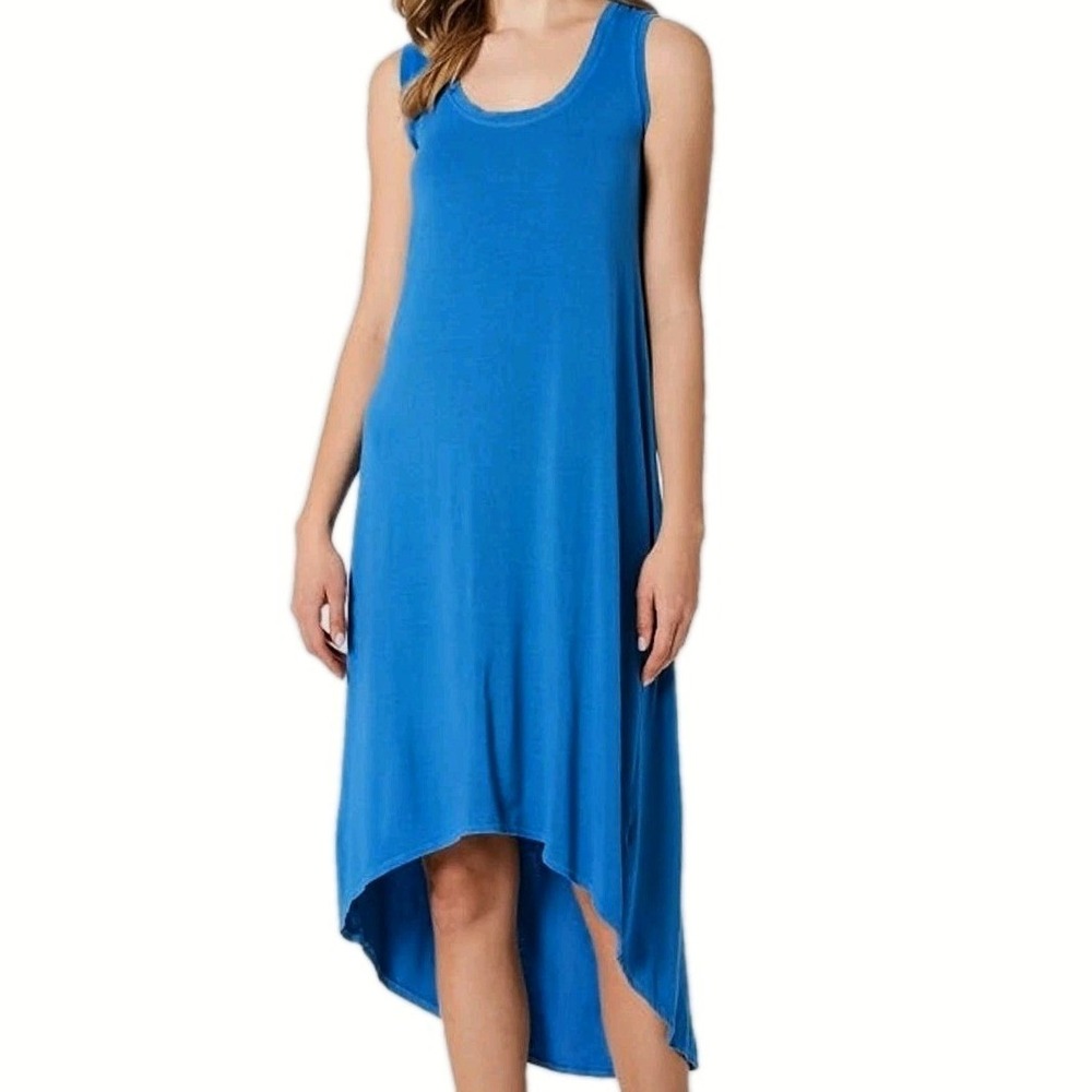 Fresh Produce Hi Lo Bright Blue Maxi Dress‎ Beachy Resort Summer USA Size Small